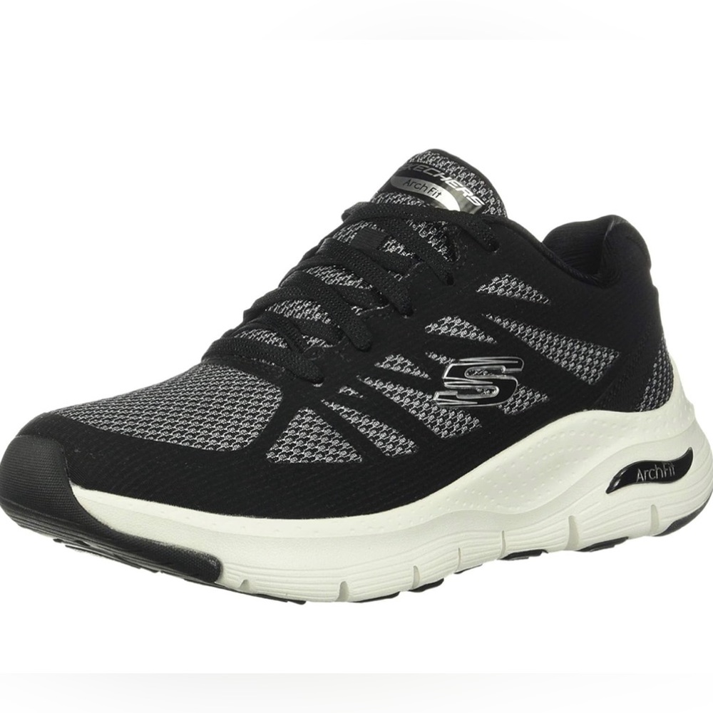 NEW Skechers Arch Fit 8 Women’s Black White Sneakers Washable Shoes
